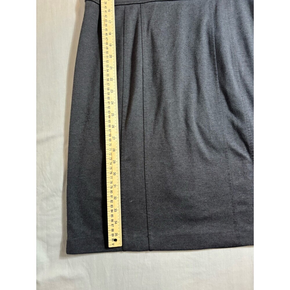 Ann Taylor Loft Sheath Dress Charcoal Gray Round Neck Capped Sleeve Zip Size 8 - Picture 2 of 7